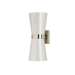 Porta Romana Lilburn Wall Light Small - Nickel with Dove Satin Shade