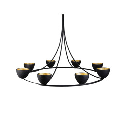 Porta Romana Compton Chandelier Black and Gold